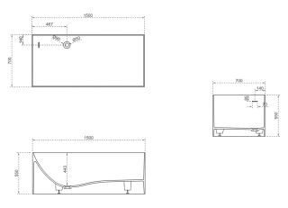 Ванна из искусственного камня ABBER Stein AS9640-1.5 150x70см белый матовый