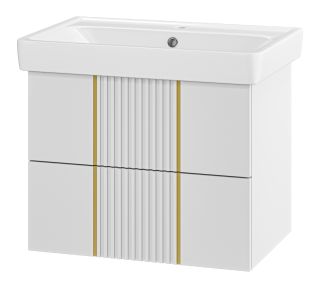 Подвесная тумба под раковину Brevita Vega VEG-09070-0102Я 70см белый/золото