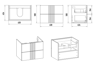 Подвесная тумба под раковину Brevita Vega VEG-09070-0802Я 70см зелёный/золото