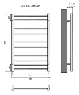 Водяной полотенцесушитель Aquatek Вега AQ DR1080CH П10 50x80см хром