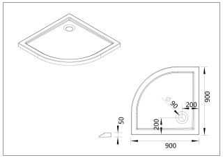 Поддон для душа акриловый Vincea VST-5AQ-9090 90x90см белый