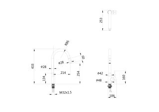 Смеситель для кухни Wonzon & Woghand WW-A21252-BGG с выдвижным изливом тёмный графит