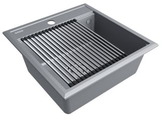 Комплект Paulmark: мойка Stepia 50 и ролл-мат Step PM115051-GRM+R375-BS серый металлик/брашированная нержавеющая сталь