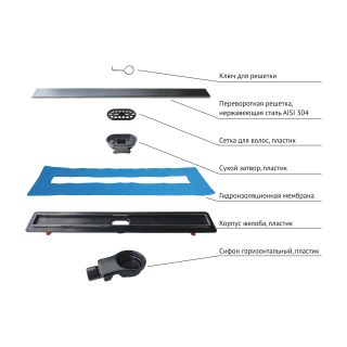 Душевой лоток Berges Optim Line Black 095506 60см чёрный матовый