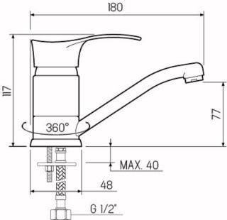 Смеситель для кухни РМС SL86-004-15 хром