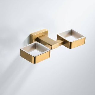 Стакан для ванной комнаты двойной Shevanik SG5622G золотой сатин