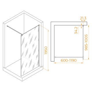Душевая перегородка RGW WA-001 351000110-11 100см хром