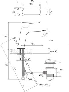 Смеситель Ravak Classic-CL 011.00 X070081 для раковины с д/к