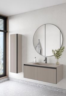 Тумба под раковину Armadi Art Quatro 790-M1-100-D-RIB-A-LED 100 см с подсветкой  бежевый/антрацит