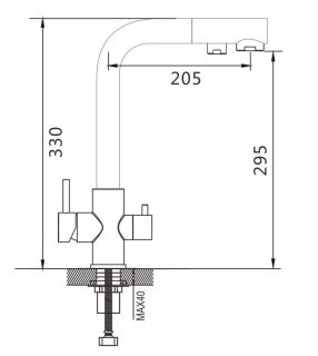 Смеситель для кухни Shevanik S328T с подключением фильтра оружейная сталь