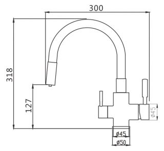 Смеситель для кухни Shevanik S568B с подключением фильтра сатин/чёрный