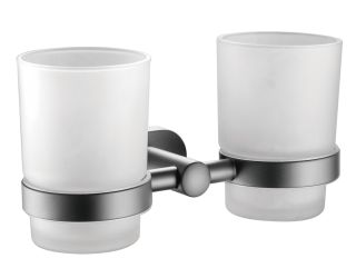 Стакан для ванной комнаты двойной Shevanik SG5122T оружейная сталь