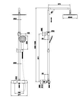 Душевая система Cersanit BRASKO BLACK 63112 с термостатом